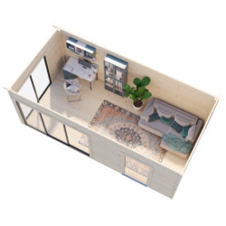 Bureau de jardin Andrea 17,85m² - en bois brut - madriers 44mm - Palmako