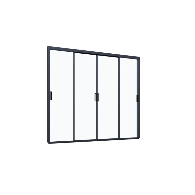 Panneaux coulissants en alu anthracite et verre trempé - L3m - Ombrea