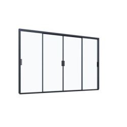 Panneaux coulissants en alu anthracite et verre trempé - L4m - Ombrea