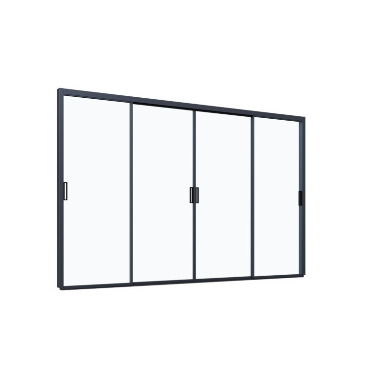 Panneaux coulissants en alu anthracite et verre trempé - L4m - Ombrea