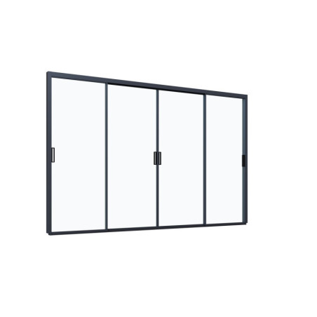 Panneaux coulissants en alu anthracite et verre trempé - L4m - Ombrea