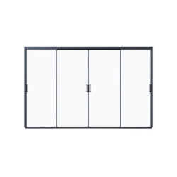 Panneaux coulissants en alu anthracite et verre trempé - L4m - Ombrea