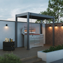 Pergola spéciale BBQ en alu gris avec lames orientable 3x1,5m Ombrea