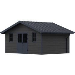 Abri premium bois composite double pente 19,22m² gris clair Woodlife Garden