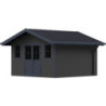 Abri premium bois composite double pente 15m² gris clair Woodlife Garden