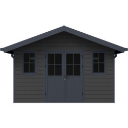Abri premium bois composite double pente 15m² gris clair Woodlife Garden