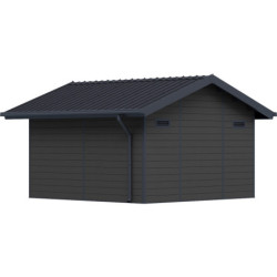 Abri premium bois composite double pente 15m² gris clair Woodlife Garden