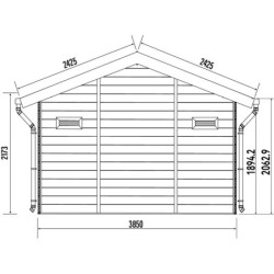 Abri premium bois composite double pente 15m² gris clair Woodlife Garden
