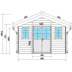 Abri premium bois composite double pente 15m² gris clair Woodlife Garden