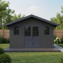 Abri jardin premium bois composite 10,7m² anthracite Woodlife Garden