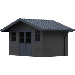 Abri jardin premium bois composite 10,7m² anthracite Woodlife Garden