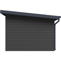 Abri toit plat en composite couleur gris clair 9m² porte alu Woodlife Garden