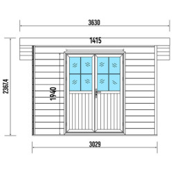 Abri toit plat en composite couleur gris clair 9m² porte alu Woodlife Garden