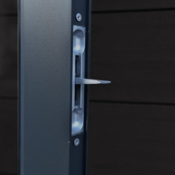 Abri toit plat en composite couleur gris clair 9m² porte alu Woodlife Garden