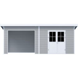 Abri de Jardin 16,8m² + Terrasse Monopente Bois Composite - Woodlife