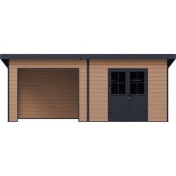 Abri de Jardin 16,8m² + Terrasse en Bois Composite 28mm - Woodlife