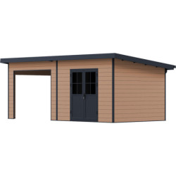 Abri de Jardin 16,8m² + Terrasse en Bois Composite 28mm - Woodlife
