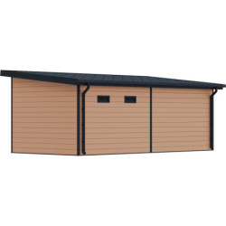 Abri de Jardin 16,8m² + Terrasse en Bois Composite 28mm - Woodlife