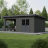 Abri de Jardin 16,8m² + Terrasse en Bois Composite Anthracite - Woodlife Garden