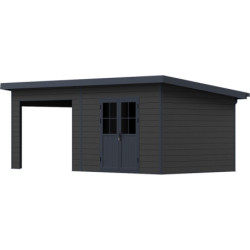 Abri de Jardin 16,8m² + Terrasse en Bois Composite Anthracite - Woodlife Garden