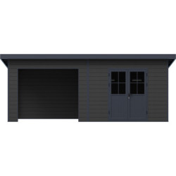 Abri de Jardin 16,8m² + Terrasse en Bois Composite Anthracite - Woodlife Garden