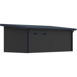 Abri de Jardin 16,8m² + Terrasse en Bois Composite Anthracite - Woodlife Garden