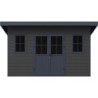 Abri toit plat composite anthracite 14,90m² porte alu Woodlife Garden
