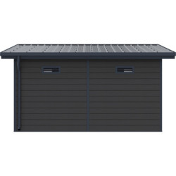 Abri toit plat composite anthracite 14,90m² porte alu Woodlife Garden