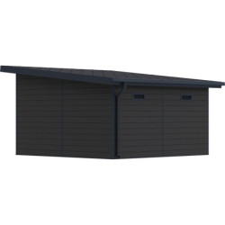 Abri toit plat composite anthracite 14,90m² porte alu Woodlife Garden