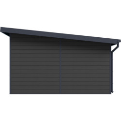 Abri toit plat composite anthracite 14,90m² porte alu Woodlife Garden