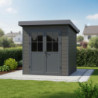 Abri toit plat en composite couleur anthracite 4,41m² porte alu Woodlife Garden