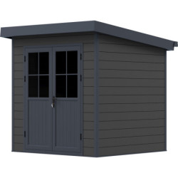 Abri toit plat en composite couleur anthracite 4,41m² porte alu Woodlife Garden