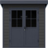 Abri toit plat en composite couleur anthracite 4,41m² porte alu Woodlife Garden