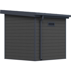 Abri toit plat en composite couleur anthracite 4,41m² porte alu Woodlife Garden