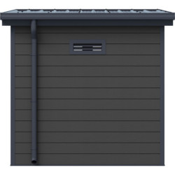 Abri toit plat en composite couleur anthracite 4,41m² porte alu Woodlife Garden