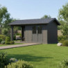 Abri premium bois composite avec terrasse gris foncé Woodlife Garden