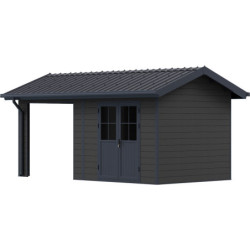 Abri premium bois composite avec terrasse gris foncé Woodlife Garden