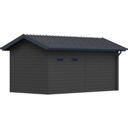 Abri premium bois composite avec terrasse gris foncé Woodlife Garden