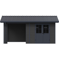 Abri premium bois composite avec terrasse gris foncé Woodlife Garden