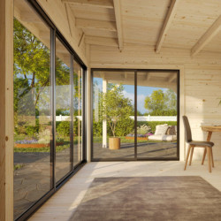 Bureau de jardin Andrea 11,7m² - en bois brut - terrasse 9,09m² - Palmako