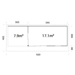 Bureau de jardin Andrea 17,85m² - bois brut - terrasse 9,09m² - Palmako