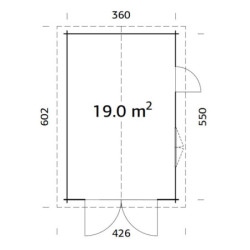 Garage en bois Roger 19,8m² - madriers 44mm - porte en bois- Palmako