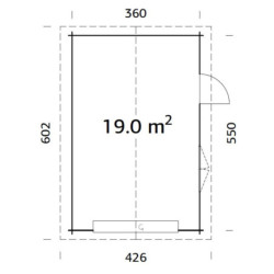 Garage en bois Roger 19,8m² - madriers 44mm - porte sectionnelle - Palmako