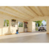 Garage en bois Roger 24,8m² - madriers 44mm - porte en bois- Palmako