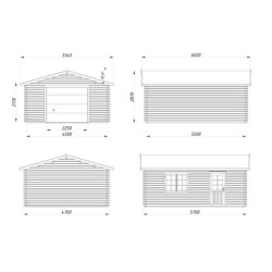 Garage en bois Roger 24,8m² - madriers 44mm - porte sectionnelle - Palmako