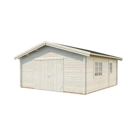 Garage en bois Roger 29,16m² - madriers 70mm - porte en bois- Palmako