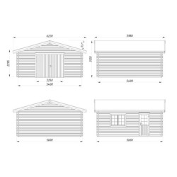 Garage en bois Roger 29,16m² - madriers 70mm - porte en bois- Palmako