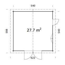 Garage en bois Roger 29,16m² - madriers 70mm - porte en bois- Palmako