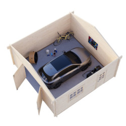 Garage en bois Roger 29,16m² - madriers 70mm - porte en bois- Palmako