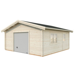 Garage en bois Roger 29,16m² - madriers 70mm - porte sectionnelle - Palmako